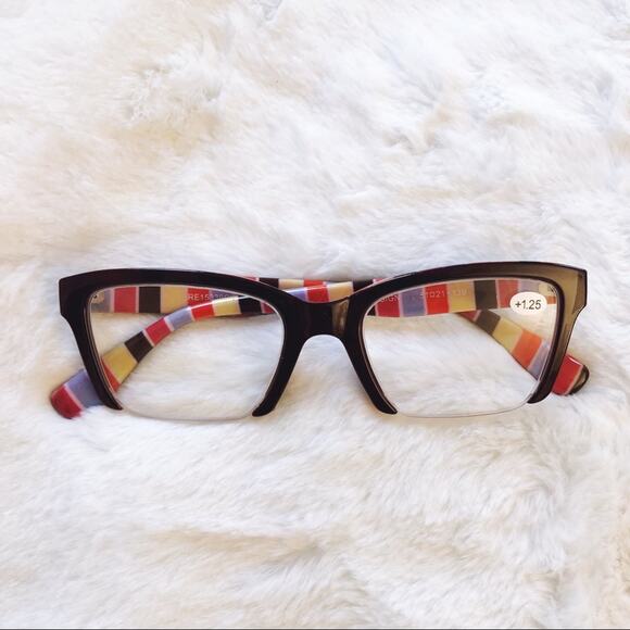 Brooke Black Half Rim Rectangle Reader Glasses - Picture 2 of 11